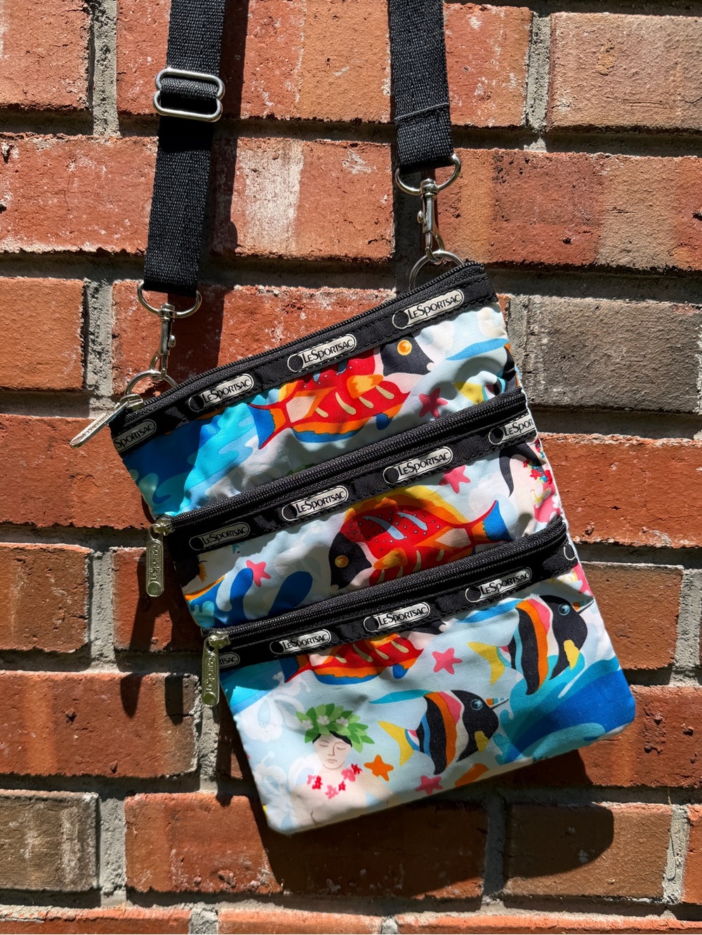 Lesportsac Vintage Hawaii Print Triple-Zip Crossbody - Picture 3 of 5
